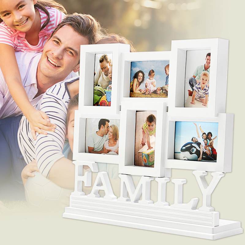 Wit Plastic Familie Fotolijst Muur Opknoping Foto Houder Display Home Decor