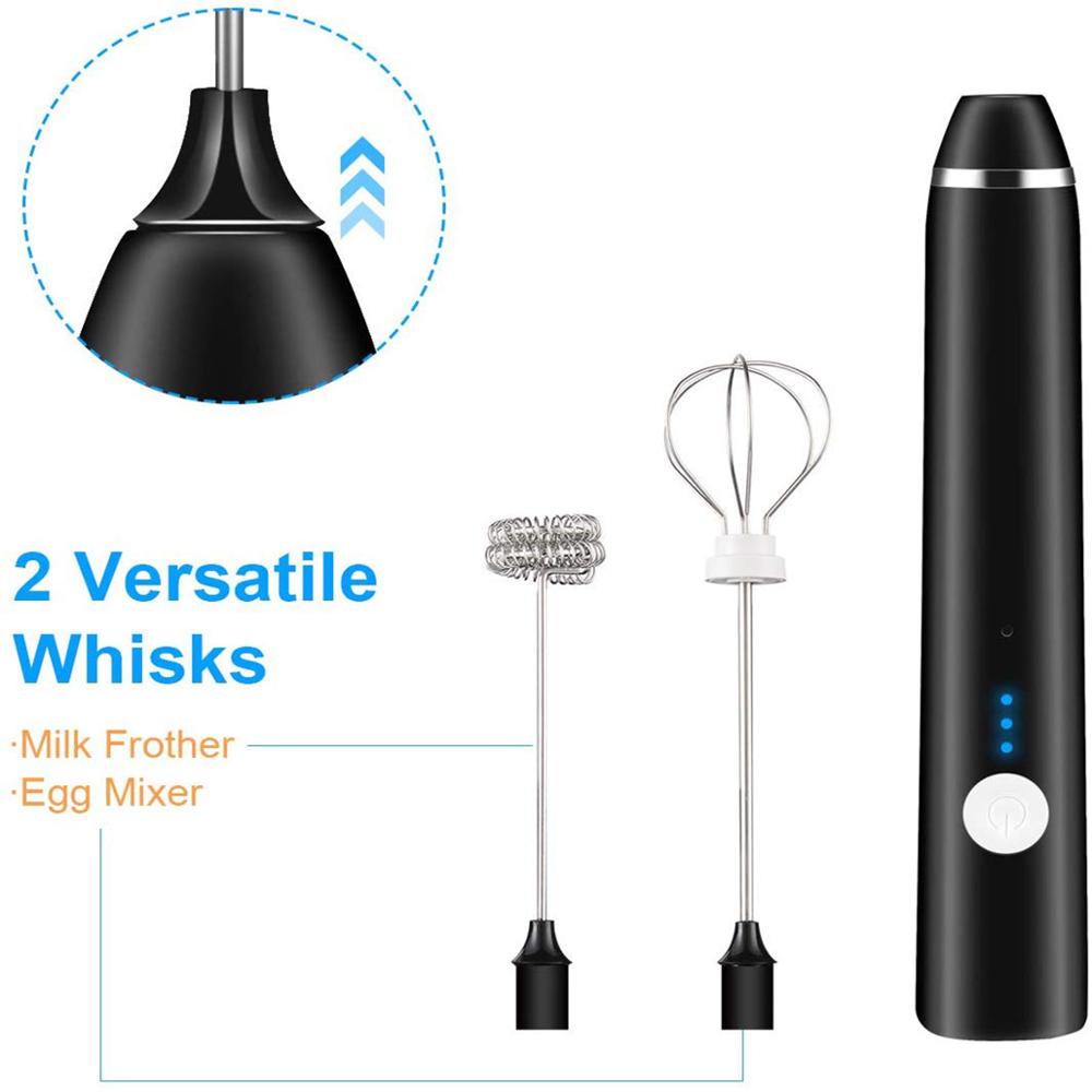 YAJIAO Rechargeable Milk Frother Handheld Electric Foam Maker Stainless Whisk 3 Speed for Coffee Latte with 16 Pcs Art Stencils