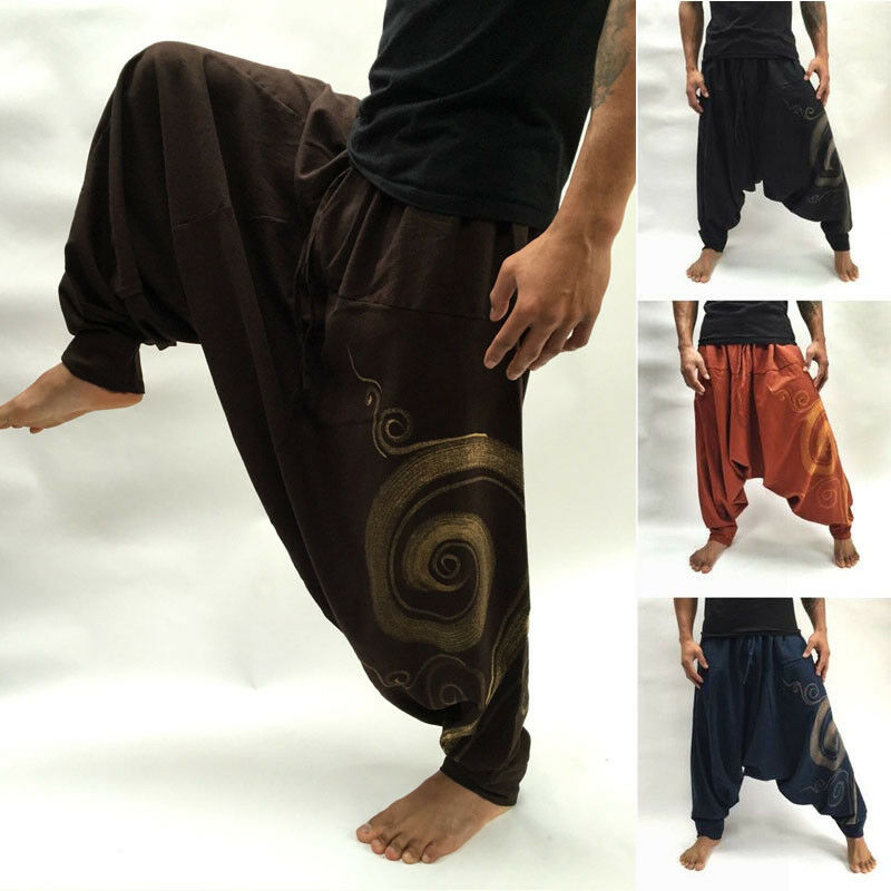 décontracté hommes Baggy Harem pantalon Hippie Boho pantalon coton doux lâche pantalon plage Yoga pantalons longs pantalons survêtement M-3XL