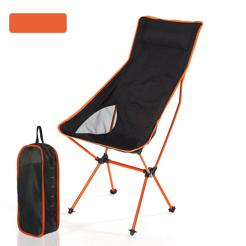 Silla plegable ultraligera para acampar al aire libre, picnic, senderismo, playa, ocio, mochila de viaje, silla de Luna, silla de pesca portátil: Orange