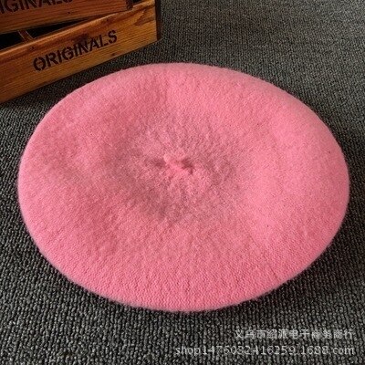 Vinter dam hatt vintage basker ull 32 färger keps pillbox hatt gorras planas hombre hattar basker boinas mujer ull mössa hatt: Rosa
