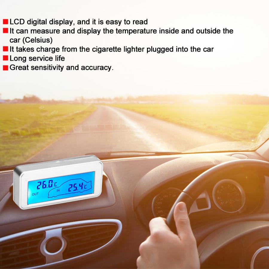 Auto Digitale 12V LCD Display Indoor Outdoor Gevoeligheid Thermometer Temperatuur Meter Auto Thermometer