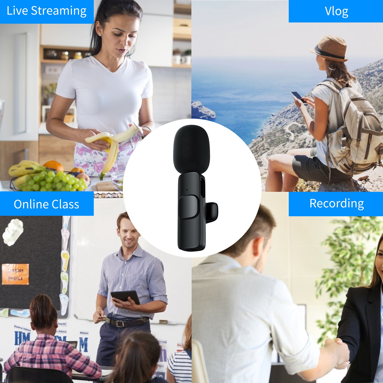 Mini-funk-lavalier-mikrofon mit omnidirektionaler ansteckmikrofonierung und rauschunterdrückung, kompatibel mit android-smartphones und tablets (typ-c).