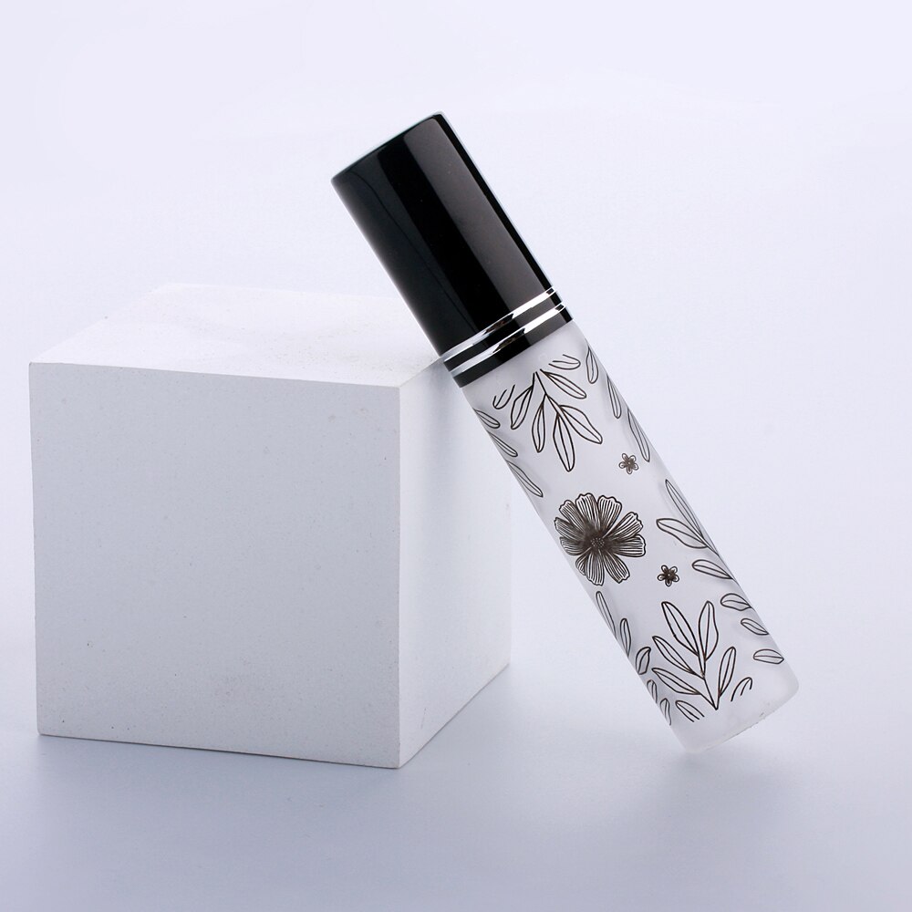100 Stks/partij 10Ml Blad Patroon Frosted Parfum Fles Glas Verstuiver Aluminium Cap Spray Reizen Flessen: Dark Gray