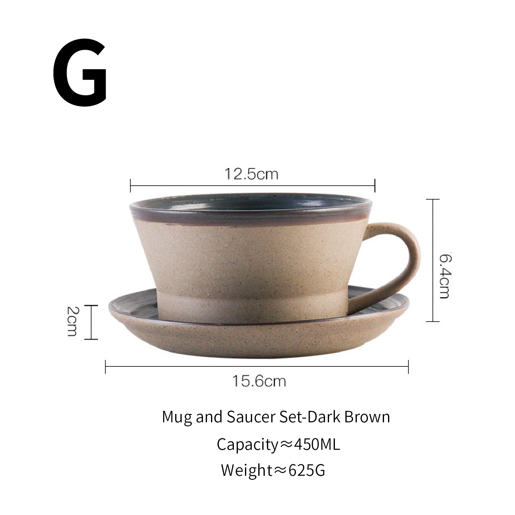 Retro thick ceramic coffee cup set Breakfast milk Oatmeal Yogurt Cup Party mug birthday Coffee cup and saucer set: G