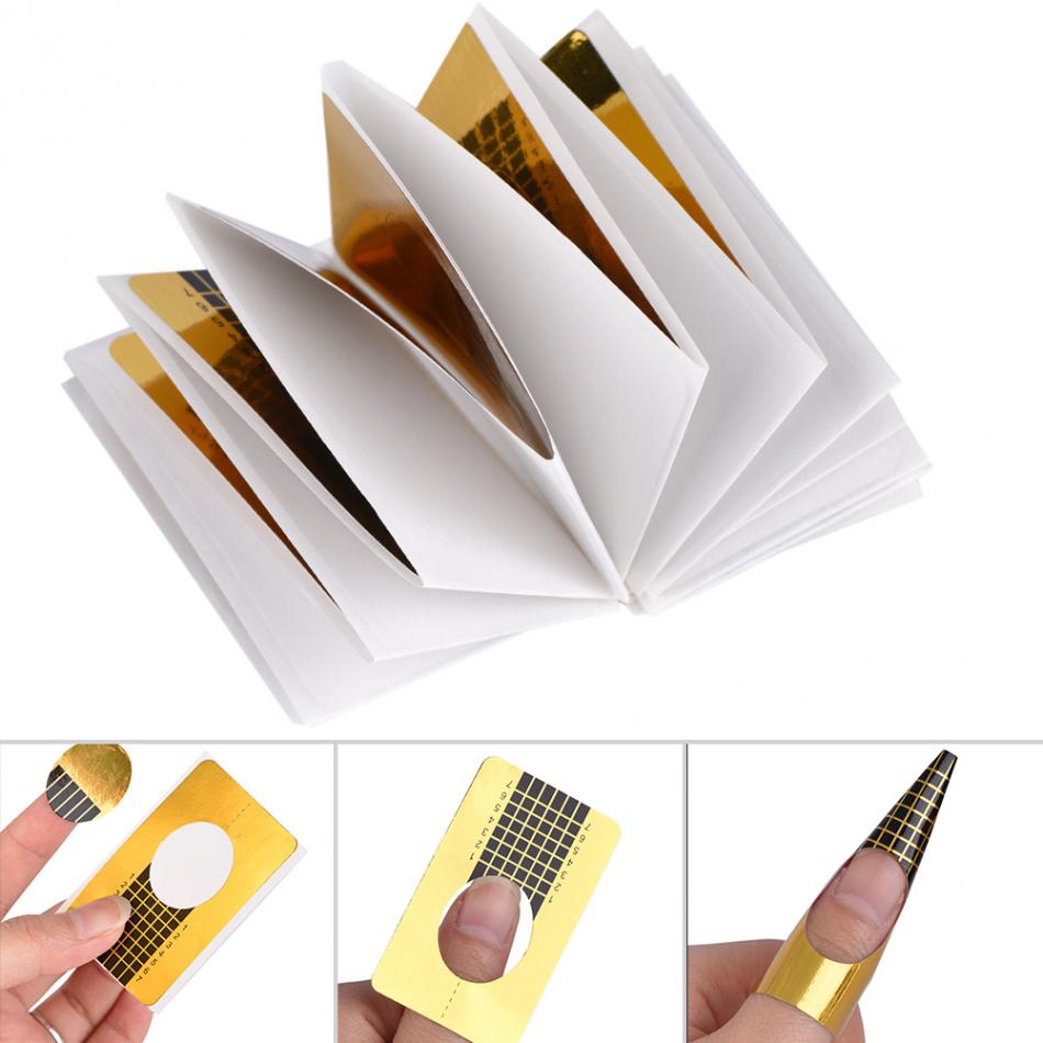 50 PCs Nail Gids Vorm Sticker Acryl Gel Polish Nail Art Uitbreiding Krul Tips Vierkante Vorm Nail Art Tips Manicure tool Accessoire
