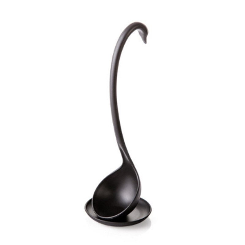 Swan Ladle Spoons Food-grade PP Cute Swan Shaped Soup Spoons Long Handled Tableware Dinnerware Kitchen Cooking Tools Table Decor: Black