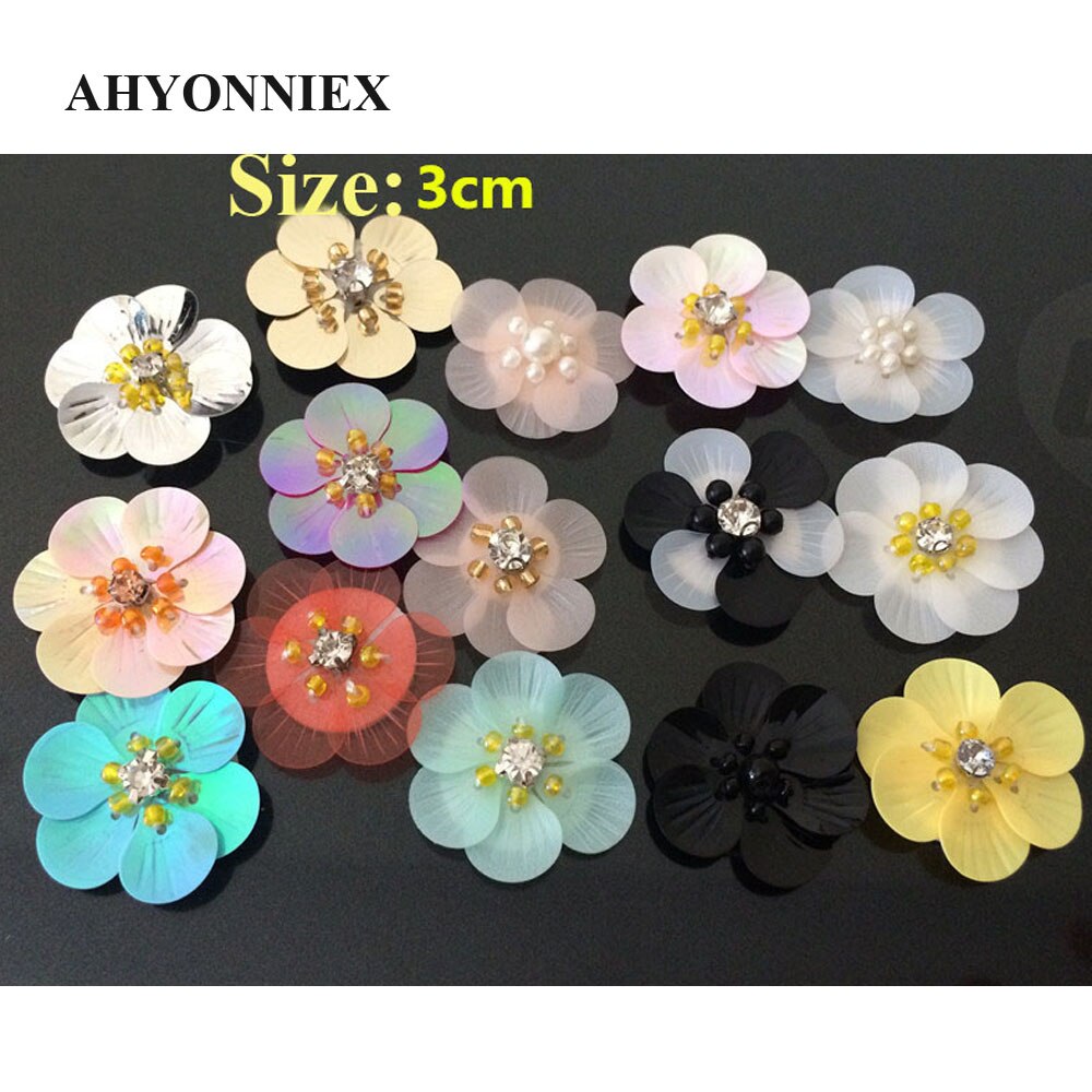 10 Teile/los Pailletten Blumen Patches Nähen Auf Perlen Applique Kleidung DIY Schuhe Taschen Zubehör