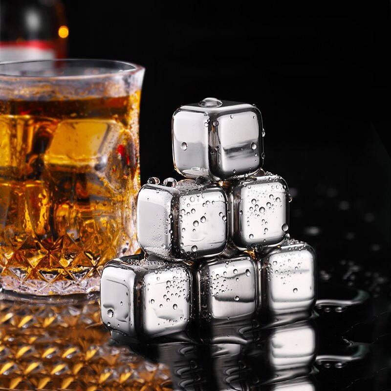 4/6/8 Stuks Rvs Ice Cubes Whisky Stenen Set Dranken Wijn Champagne Koeler Ronde Reusablel Ice Cube Bar gebruiksvoorwerpen