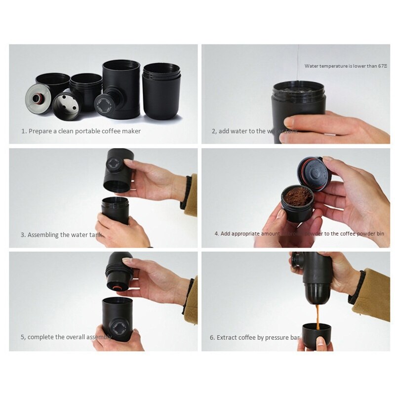 EAS-Coffee Machine Portable Manual Coffee Maker Pressure Espresso Coffee Maker Handheld Espresso Maker for Home Traveller