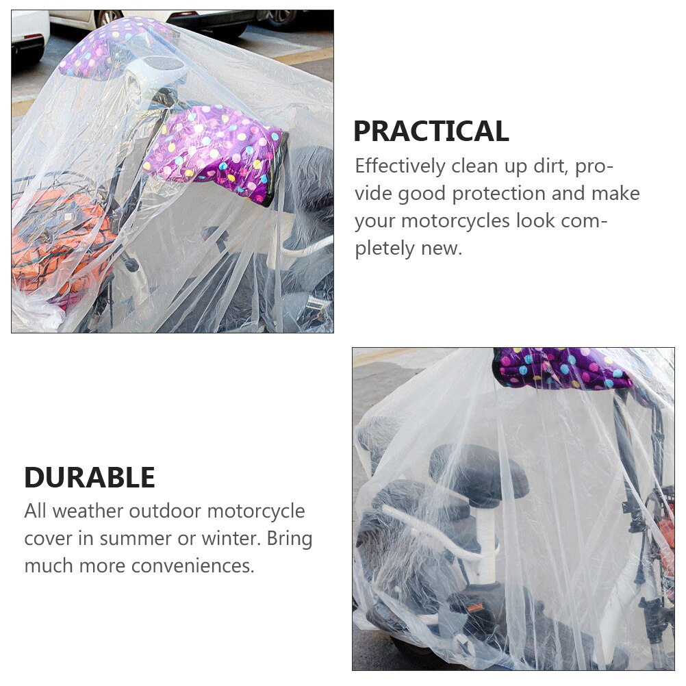 2pcs Disposable Motorcycle Cover PE Motorcycle Cover Portable Protective Cover
