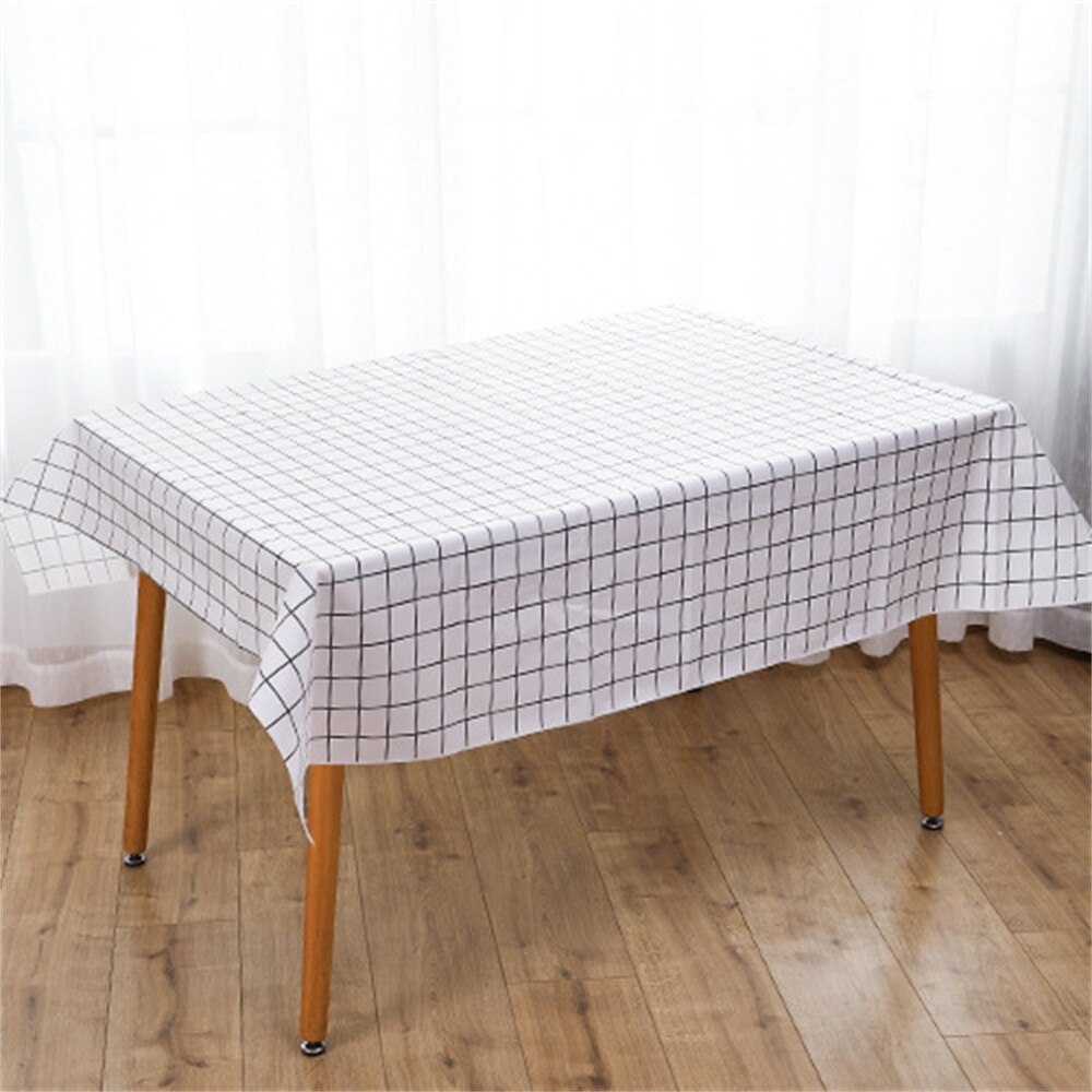 Plastic Tafelkleed Print Kleur Roze Bruiloft Verjaardag Party Tafel Dekken Rechthoek Bureau Doek Veeg Covers Waterdicht Tafelkleed: WHITE / 137x90cm