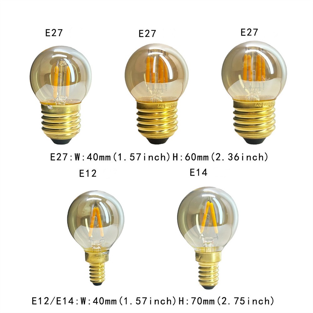 E12 e14 e26 e27 retro edison led light bulbs 4w 110v light bulbs 220v 2w amber glass bulbs 6w vintage candlelight 2st