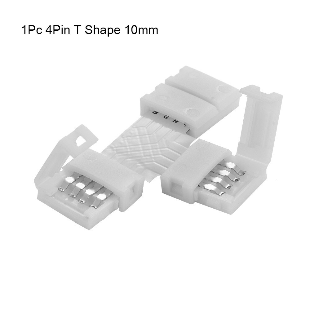 10Mm 4Pin Led Strip Connector Pcb Hoek Solderless Clip-On Koppeling Gratis Lassen Verlichting Onderdelen Accessoires Voor 3528 5050: 4Pin T Shape 10mm