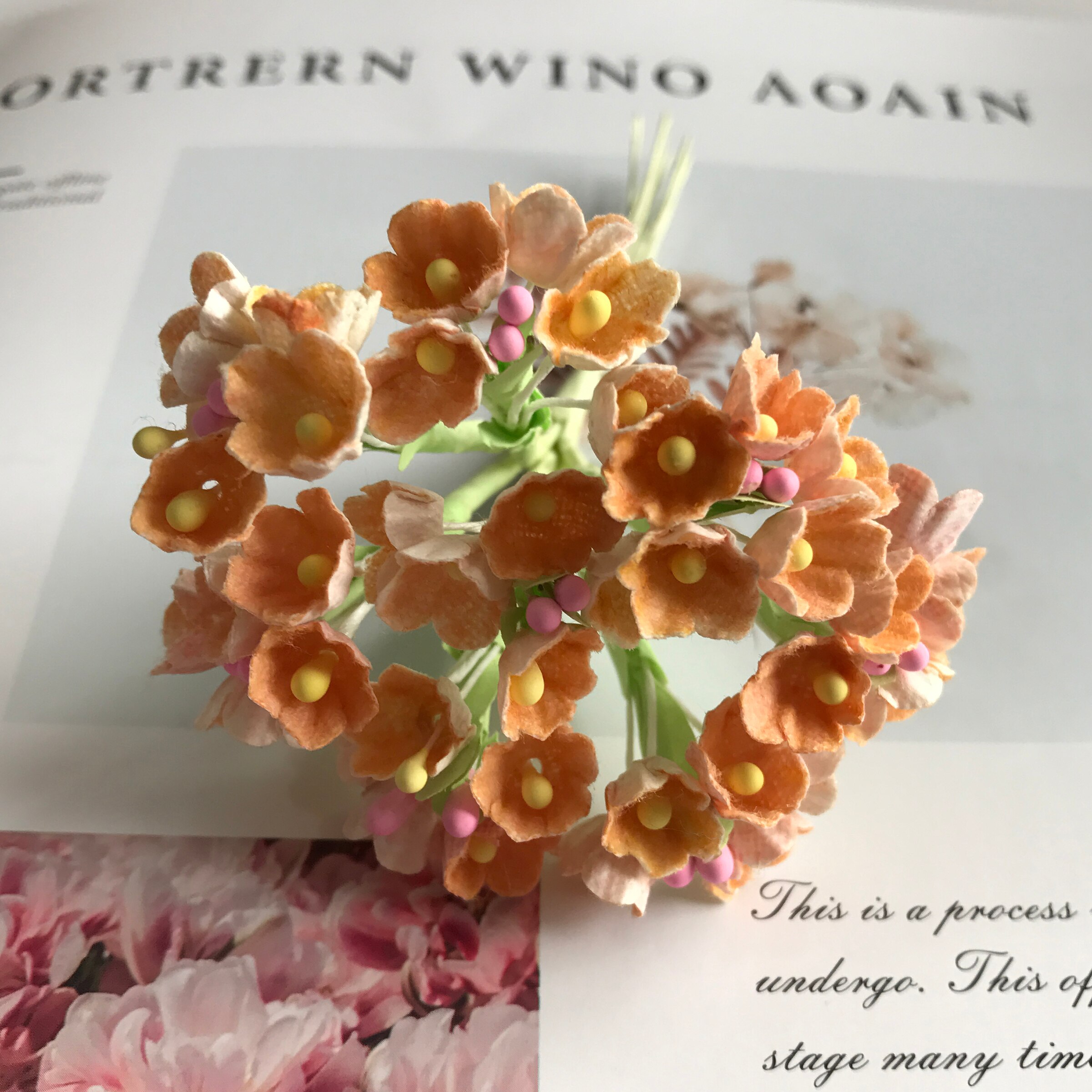 8 Stuks/40 Heads 1 Cm Mini Papieren Bloemen Rozen Boeket Kunstmatige Bloem Goedkope Bruiloft Decoratie Voor Scrapbooking Diy flores: 19
