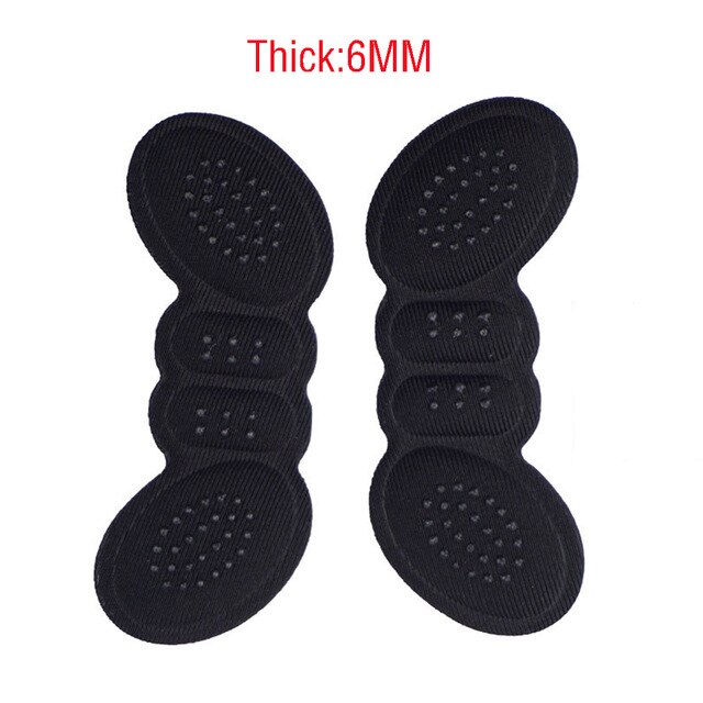 1 Paar Hoge Hak Inlegzolen Vlinder Aanpassen Grootte Hak Liner Grips Protector Sticker Hak Pad Voetverzorging Anti Hoogte Blijven hak Pads: Black Thick 6mm