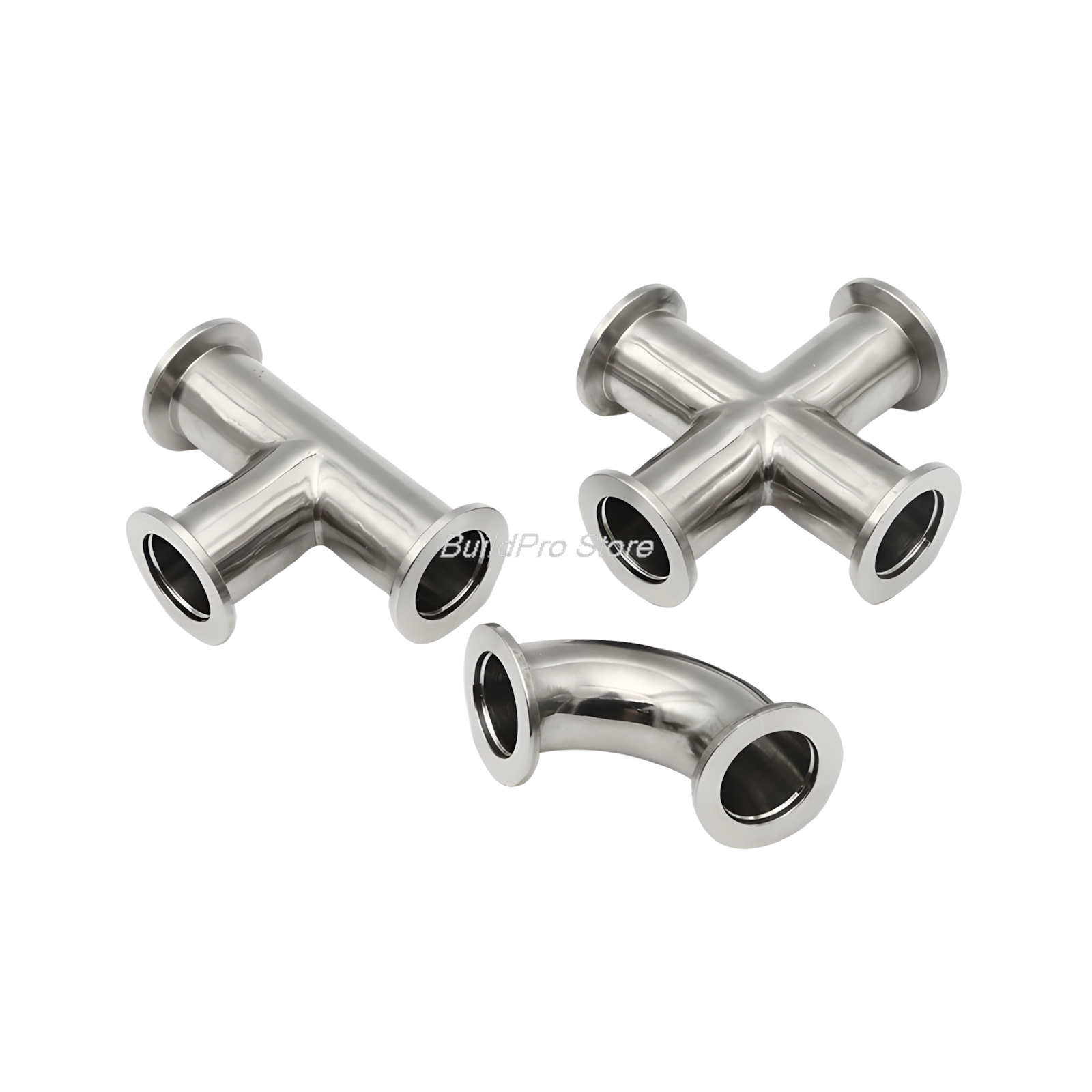 KF16/KF25/KF40/KF50 Vacuum Fittings 304 Stainless Steel Elbow/Tee/Four-Way Flange Joints High-Pressure Clamp Connector