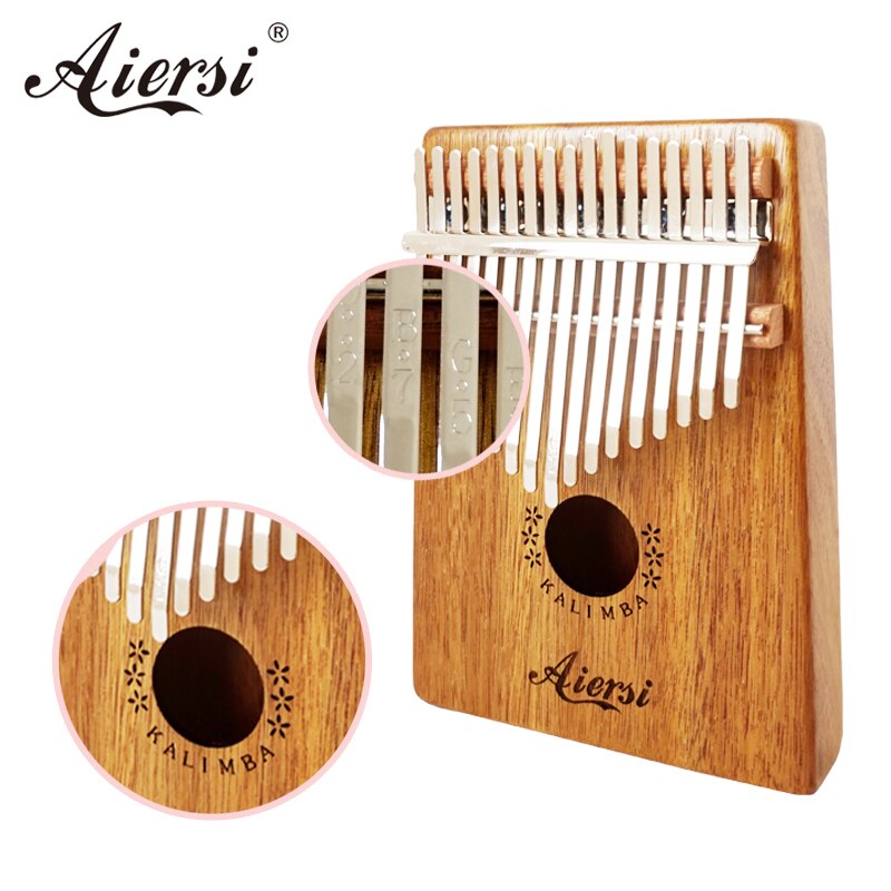 Aiersi 17 tangenter kalimba fast koa kropp tommel pianomusikkinstrument calimba med fullt sett