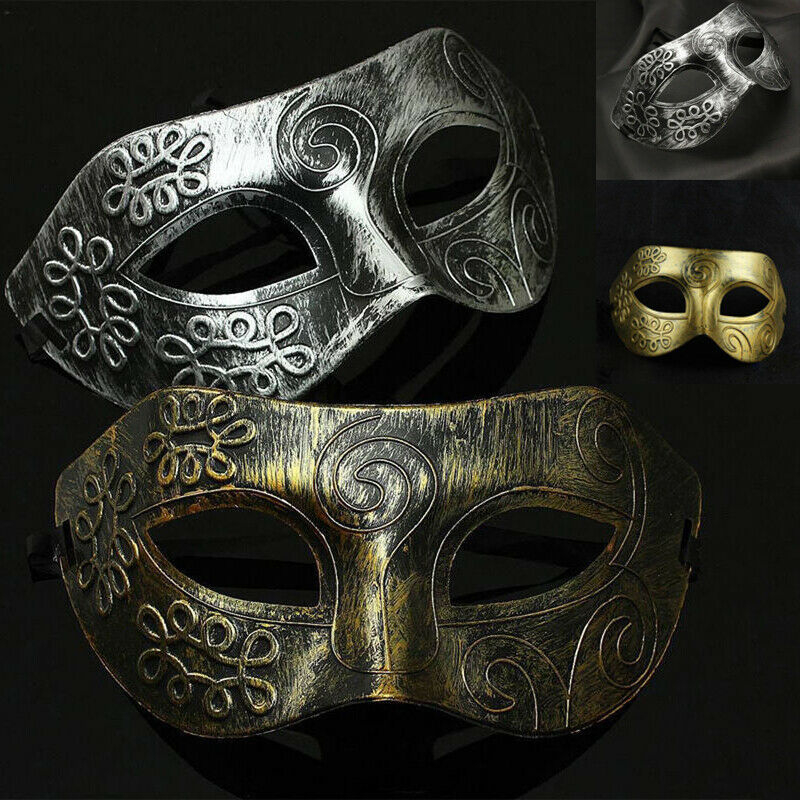 1Pc Party Gezichtsmasker Mannen Gepolijst Antiek Zilver/Goud Upper Half Gezicht Venetiaanse Mardi gras Party Ball masker Voor Volwassenen