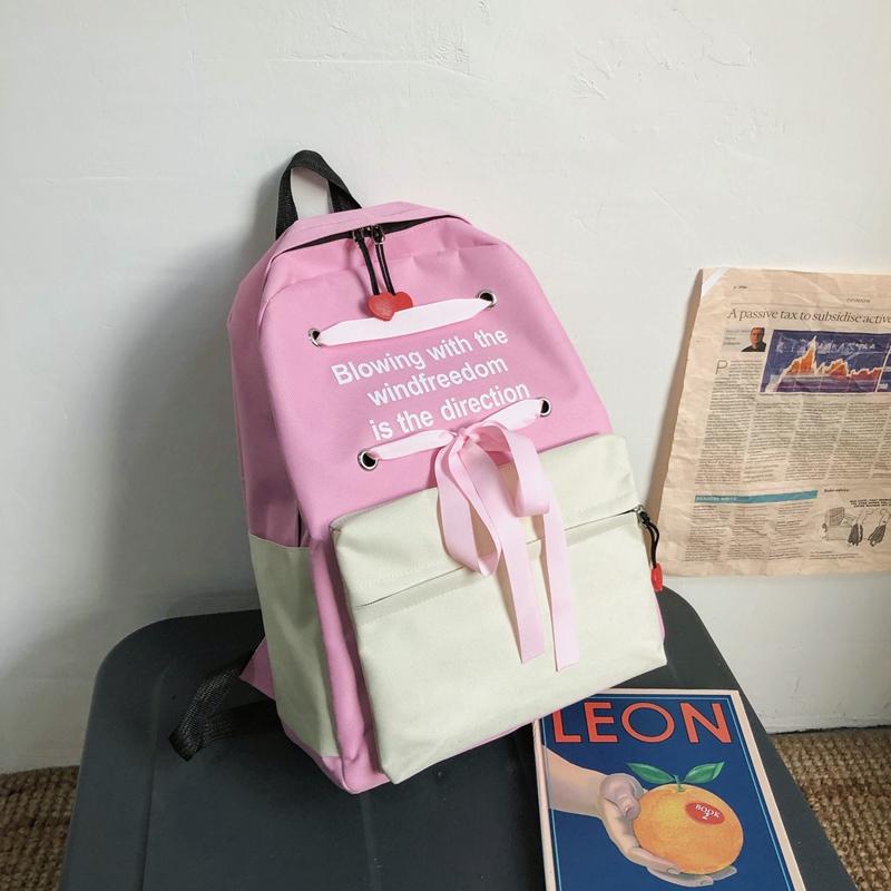 4 pièces ensemble sac à dos femmes Oxford sac à bandoulière grande capacité sac à dos pour adolescentes Mochilas femme sac à dos sac à dos: Pink