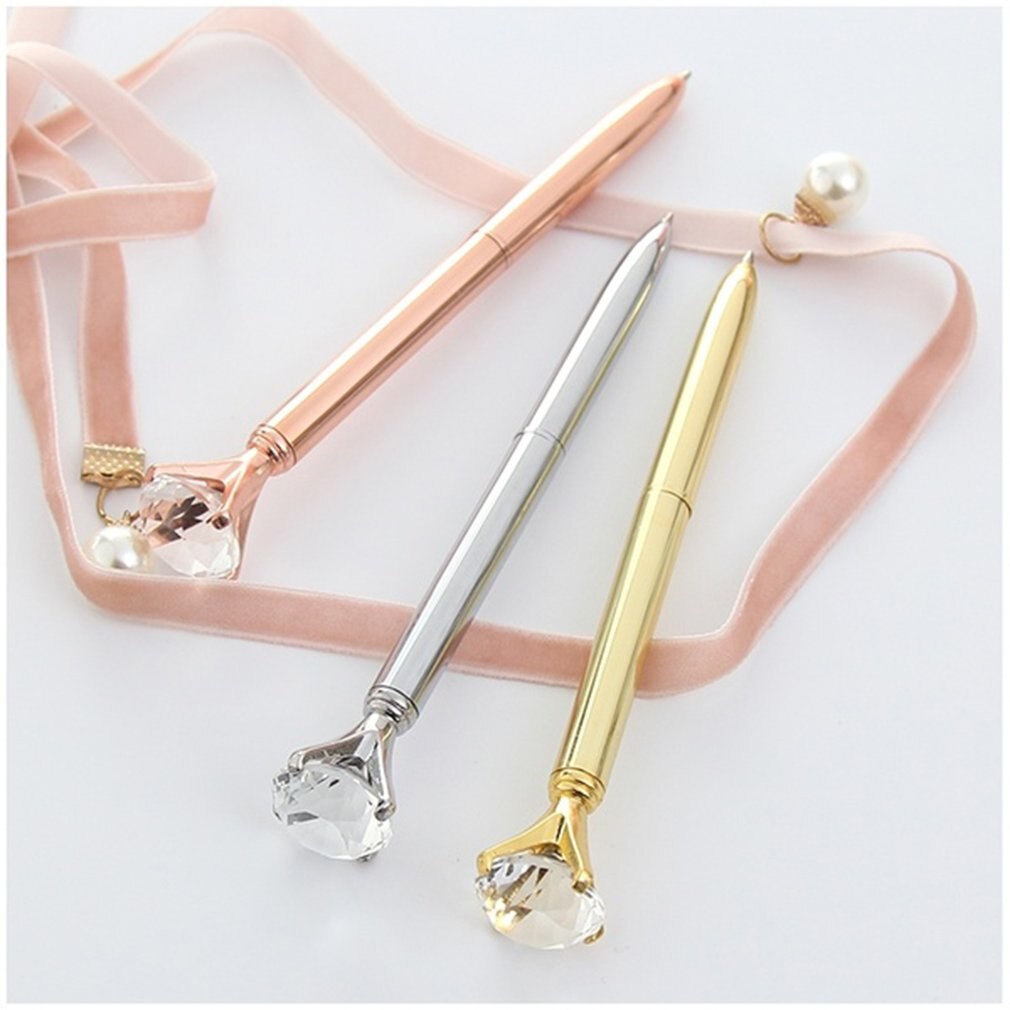 Luxury Portable Big Crystal Pen Diamond Ballpoint Pens Stationery Ballpen Home Office School Supplies