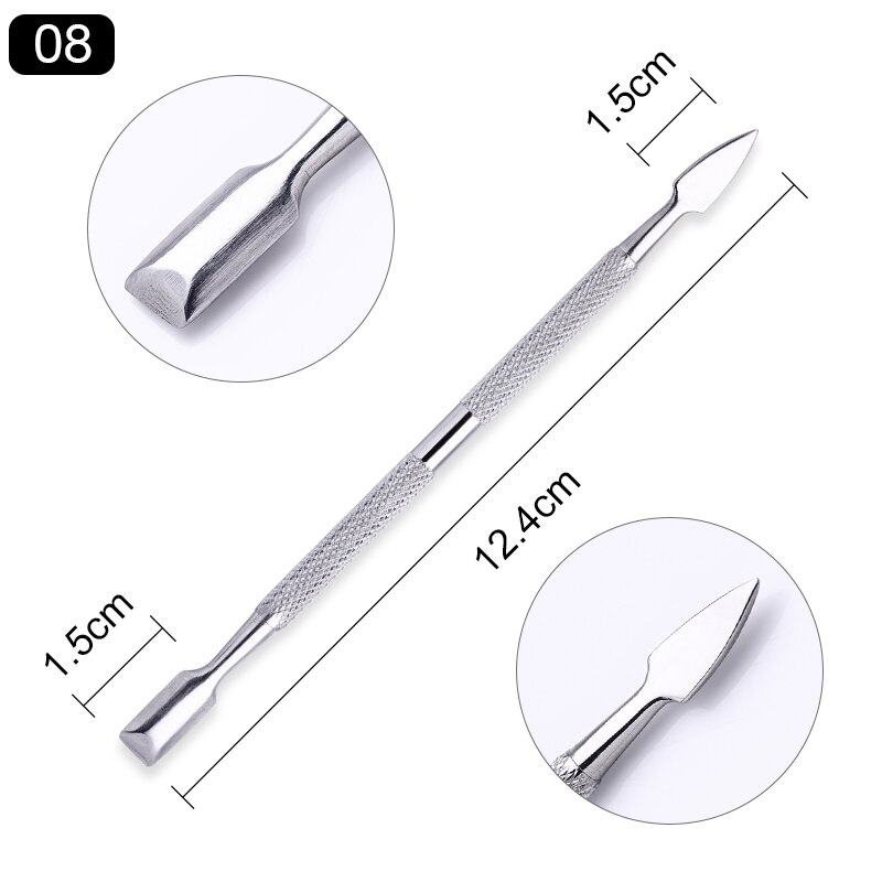 Nail Cuticle Pusher Tweezer Cutter Nipper Clipper Dead Skin Remover Predicure Nail Art Tool Dual-ended Anti-slip Handle