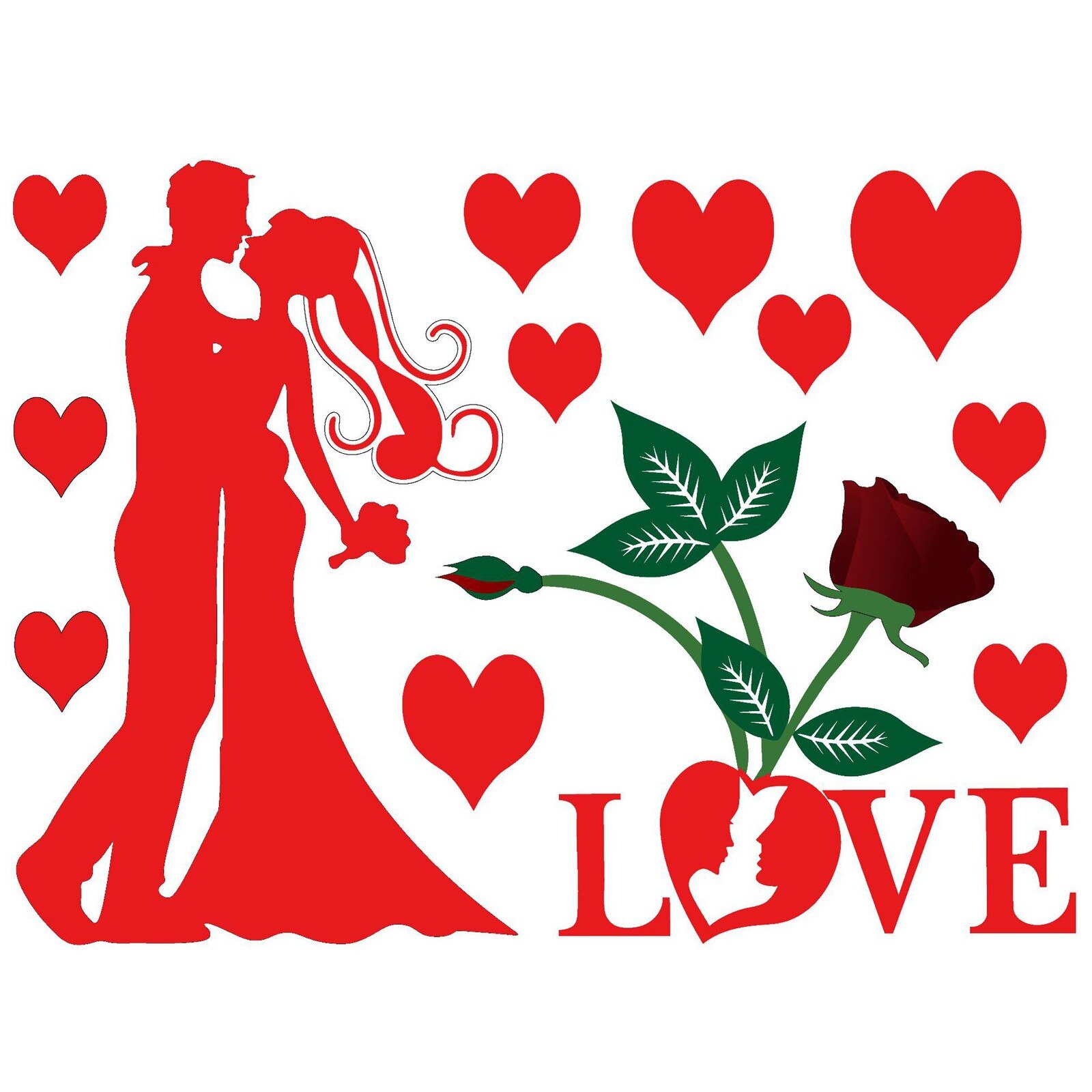 Pegatinas decorativas desechables de San Valentín, pegatinas estáticas, 1 unidad