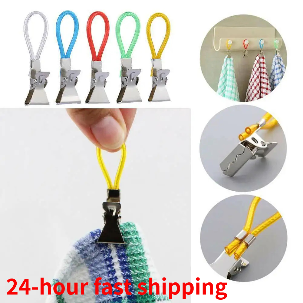 5/10Stck Handtuch Hängen Clips Metall Clip Auf Haken Schlaufen Handtuch KleiderbüGel Hängende Kleidung Heringe Küche Badezimmer veranstalter