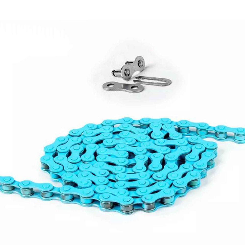 Fietsketting Fietsketting Fixed Gear Baanfiets Fietsketting Single Speed Magische Knop Kleurrijke 98 Links Onderdelen: Blauw