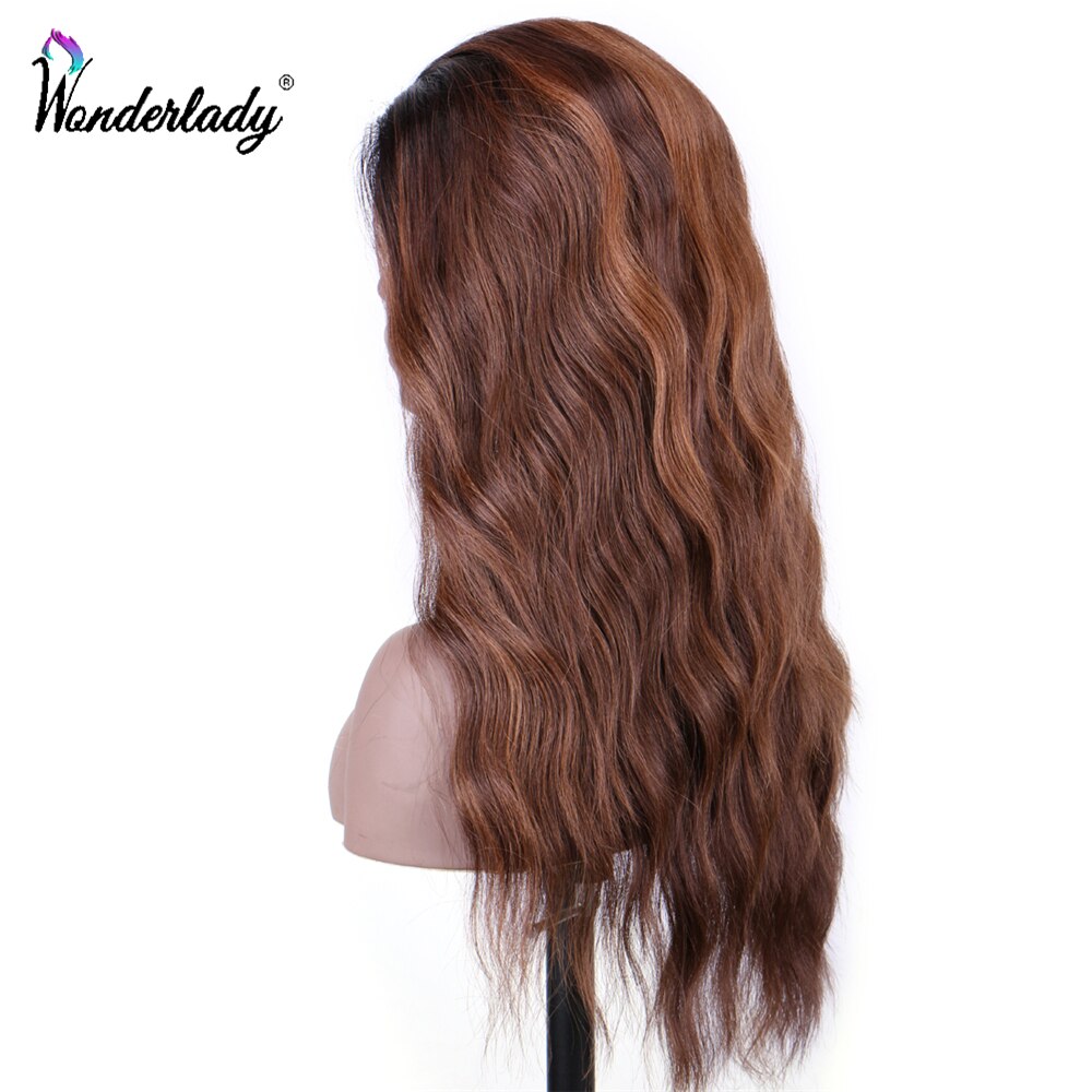 WonderLady OP430# Ombre Wigs For Women Black Brown Color Synthetic Lace Front Wigs With Baby Hair Natural Hairline Free Part 22"
