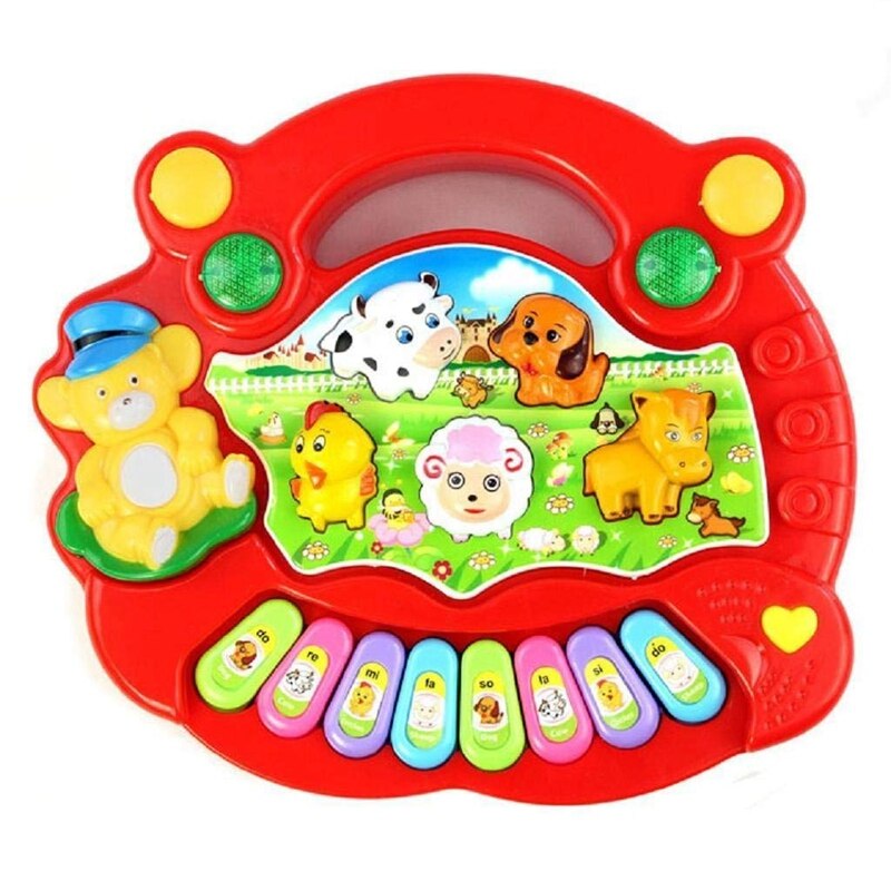 1 Pcs Animal Farm Piano Music Developmental Toys Baby Musical Instrument &amp; 1 Set Letters Foldind Stack Cup Tower