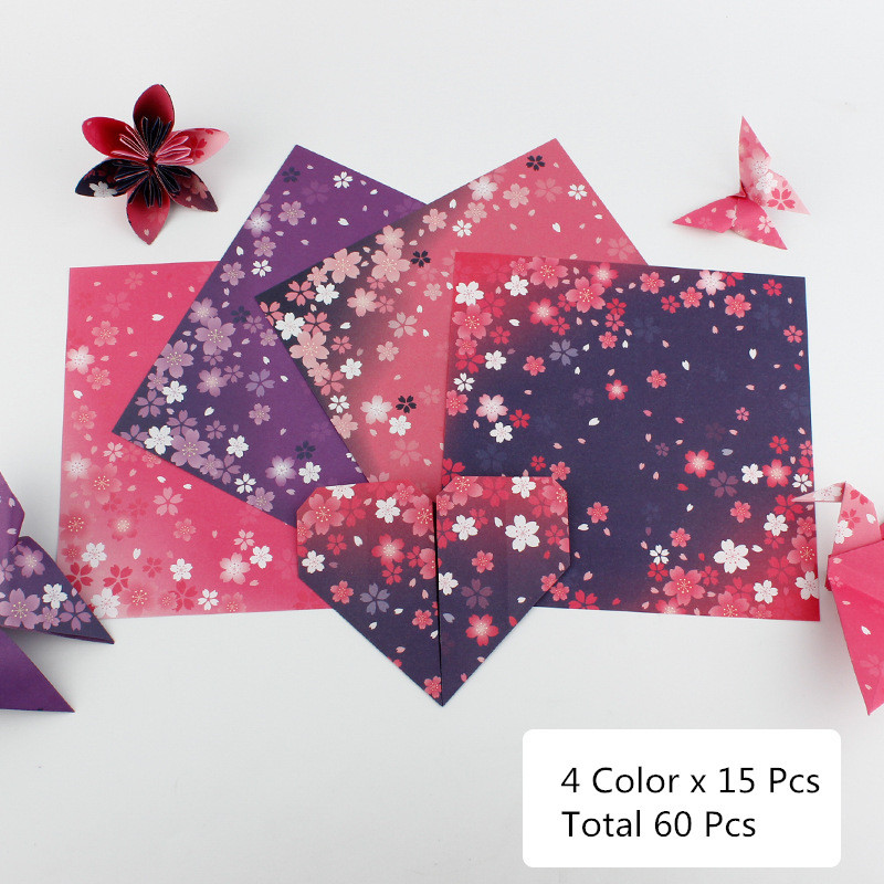 60Stck Bunte Origami Papier 15x15 cm Doppel Seite Falten Sakura Papiere freundlicher Handgemachte DIY Scrapbooking Handwerk Spielzeug