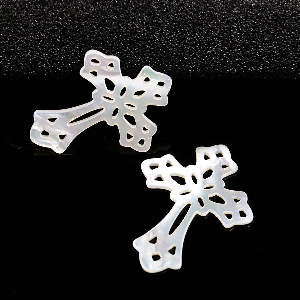 1PC Natural Sea Shell Handmade Craft Exquisite Hollow Carving DIY Jewelry Accessories Pearl White Cross Beach Wedding Decor