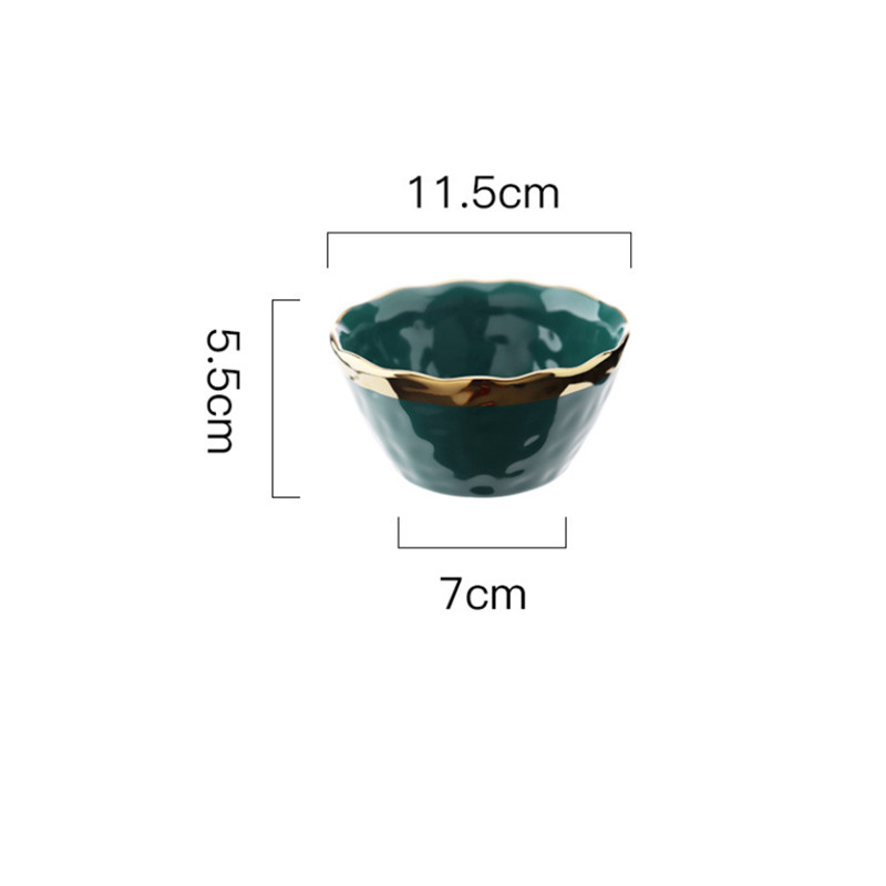 Ceramic Dark Green Glaze Dinner Plates Bone China Dinnerware Dessert Salad Serving Plate Rice Soup Bowls Kitchen Tableware: 4.5 inch bowl