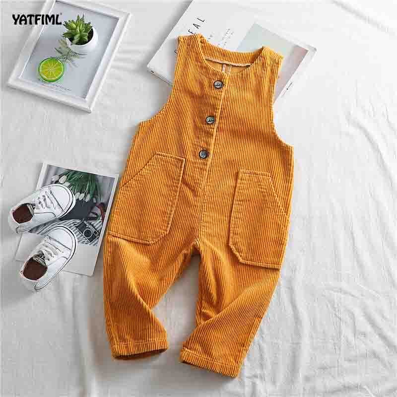 YATFIML Baby Jungen Kabel Hosen Mädchen Overall Kleinkind freundlicher betroffen Overall Baby-spielanzug Jungen Lätzchen Hosen Overall: Orange / 12m