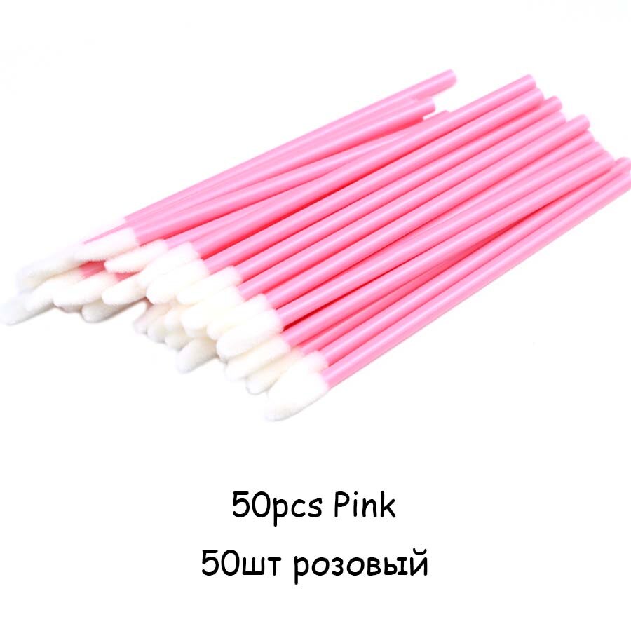 50 Stuks Wegwerp Lip Borstel Wimperborstels Wimpers Micro Borstels Wimper Extension Applicator Cleaner Beauty Makeup Tools: 50pcs Pink