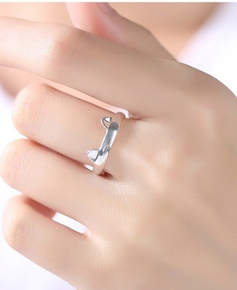 Zilver Kleur Kat Oor Vinger Ring Open Leuke Mode-sieraden Ring Voor Vrouwen Jong Meisje Kind Verstelbare Ring