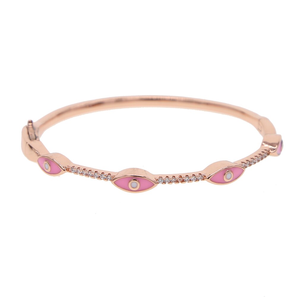 Smalto blu smalto di colore rosa di fascino dell'occhio diabolico del braccialetto della cz della fascia in oro rosa di colore Turco fortunato Boho braccialetti di Modo