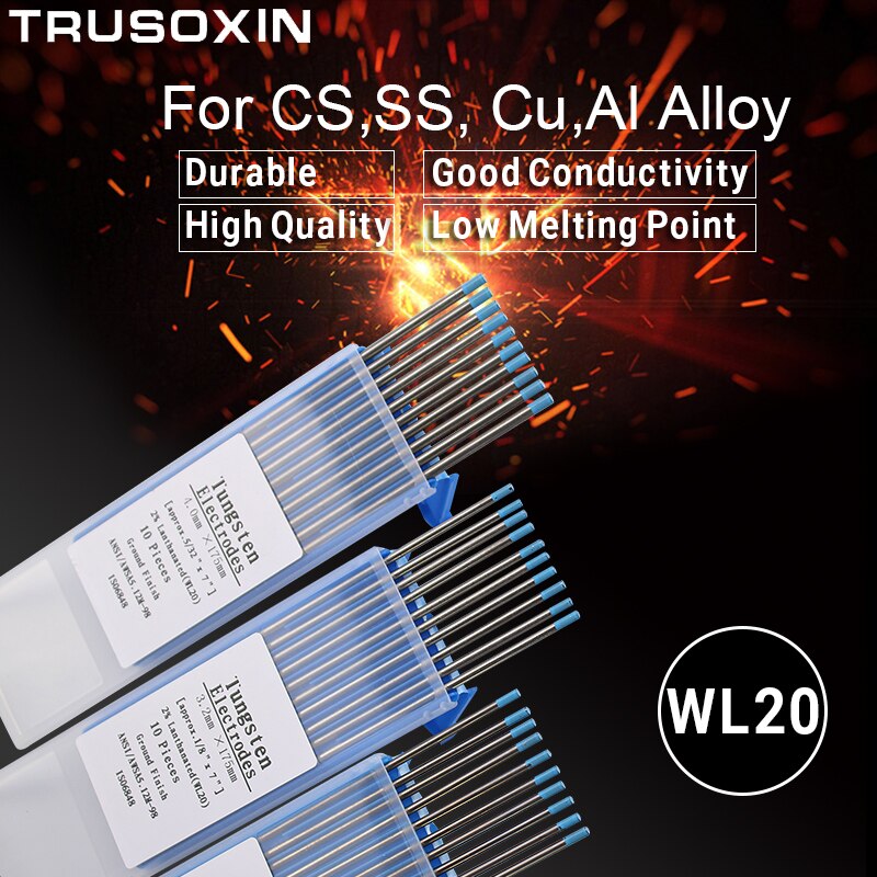 Welding Tools 10pcs Blue head Lanthanated Tungste Electrode 1.0/1.6/2.0/2.4/3.0/3.2/4.0MMX175mm TIG Tungsten Needle/Tungsten Rod