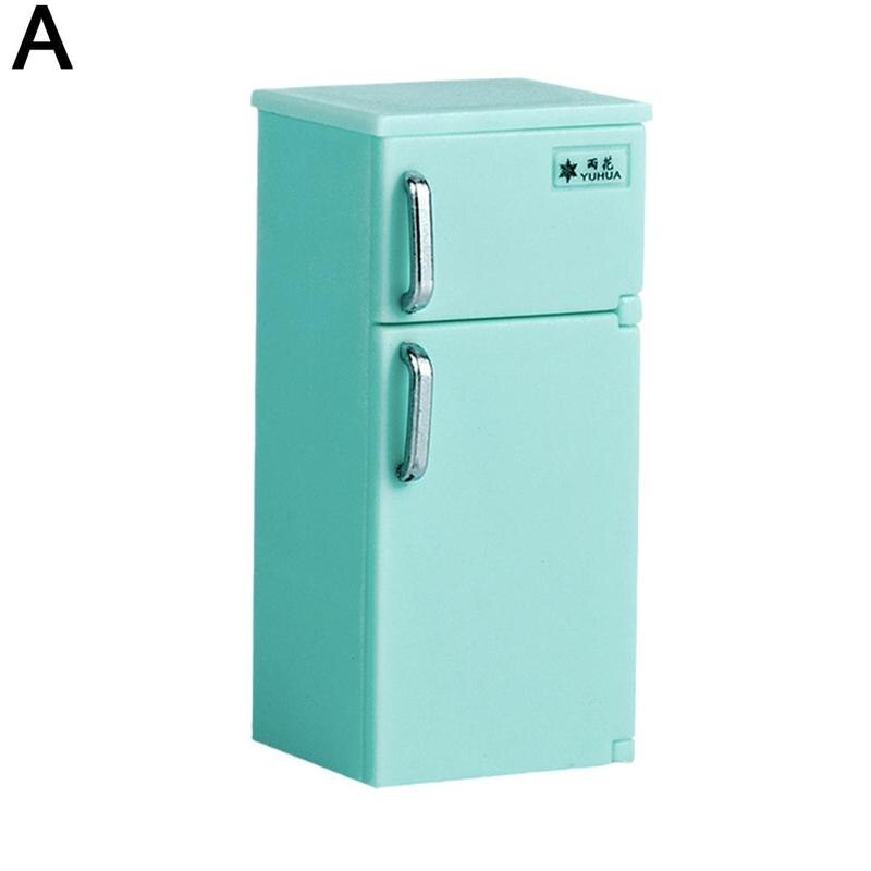 1/12 casa delle bambole cucina in miniatura retrò frigorifero in plastica frigorifero congelatore per bambole telecamera da letto soggiorno accessori modello giocattolo: A