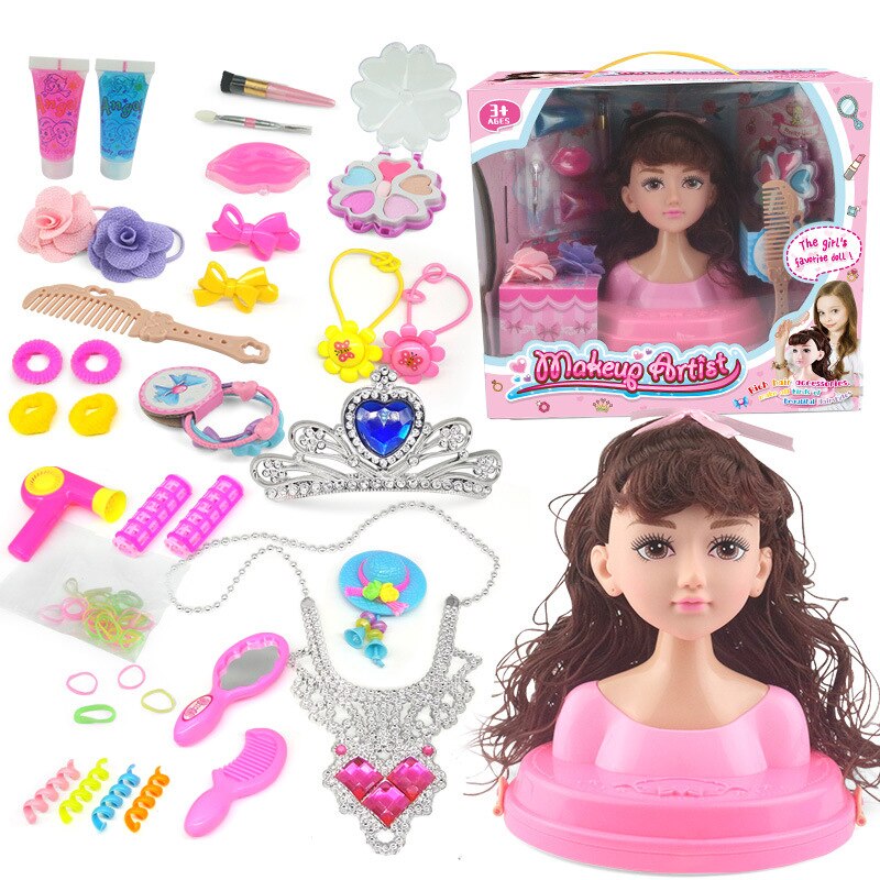 Conjunto de muñecas de juguete para niña, peine de maquillaje de princesa, Kit de seguridad no tóxico, para niña