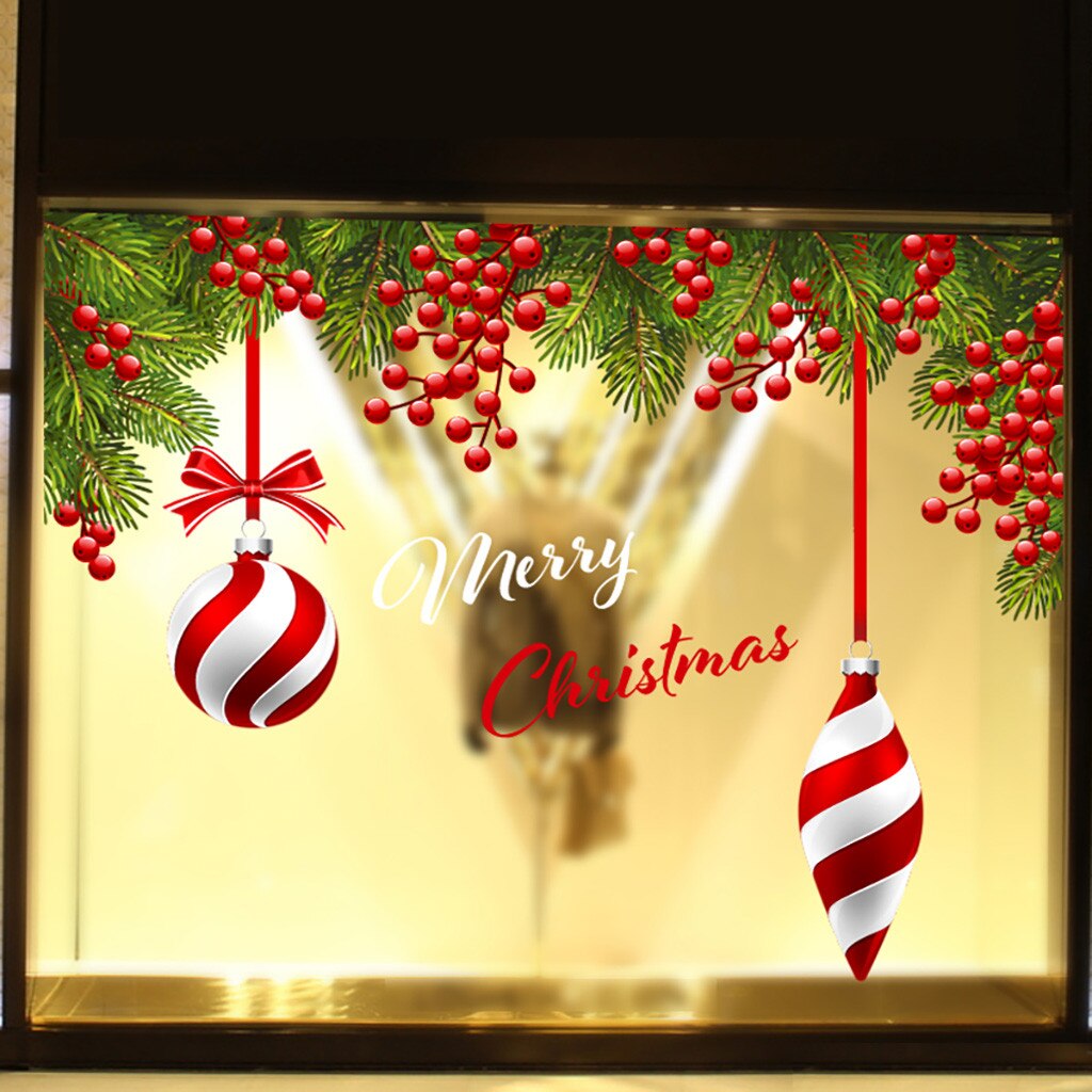 Multi Diverse Christmas Wall Stickers Cute Restaurant Mall Decoration Snow Glass shop Window Removable winter Decor: 19 60x45cm