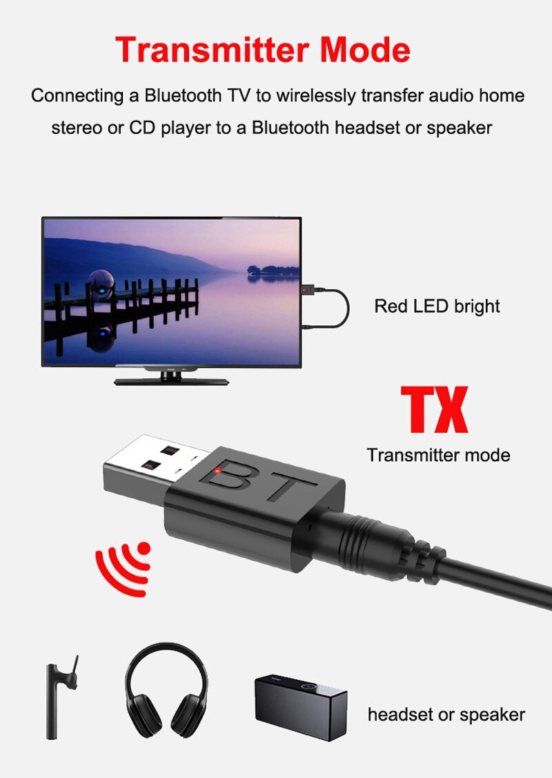 Bluetooth Tv Headset, Hifi Bluetooth Hoofdtelefoon Diepe Bas Draadloze Tv Hoofdtelefoon Met Zender Stick Voor Tv Computer Telefoon