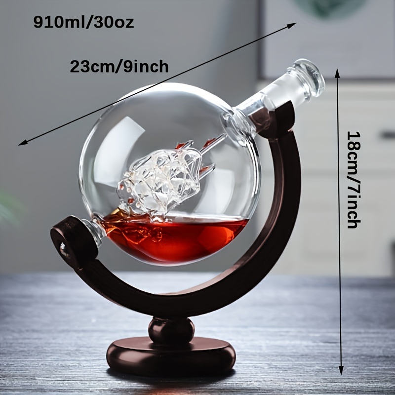 Carafe à whisky Globe, aérateur de vin, ensembles de verres à l'intérieur du cristal avec support en bois fin, carafe à liqueur pour tasse à Vodka, accessoires de Bar