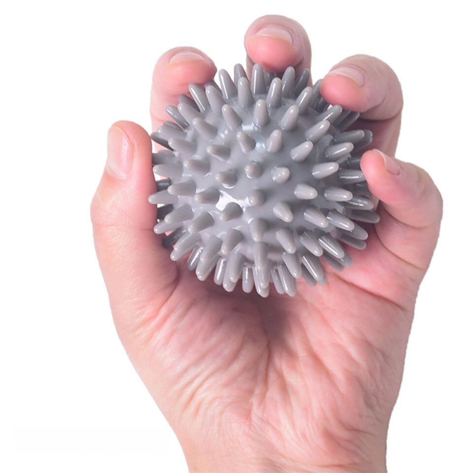 TPR 7CM Diameter Hollow Soft Spike Ball Hand Strength Recovery Exercise Massage Ball Yoga Fitness Spiky Massager Trigger Point: Gray