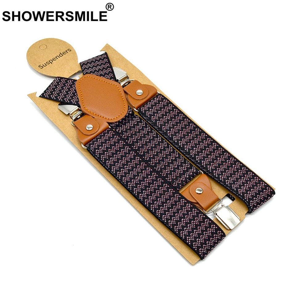 Mens Suspenders Braces Elastic Mens Trouser Belt 3.5cm*120cm Braces Straps Houndstooth Y Back Male Suspender Clips 3 120cm*3.5cm