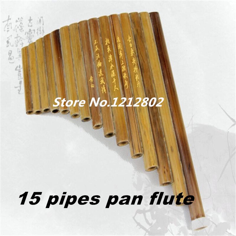 Pan Flute 15 Pipes Natural Bamboo Wind Instrument Panpipe G / F Key Flauta Xiao Handmade Panflute Flauta Musical Instruments