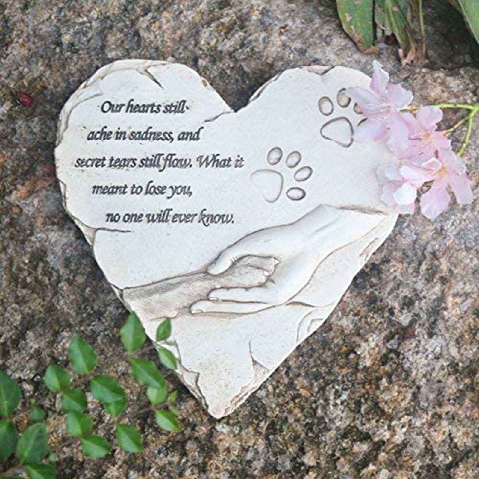 Pet Memorial Stone Paw Print Dog Grave Marker Puppy Backyard Yard Tombstone Pet Loss Sympathy Stepstone Pets