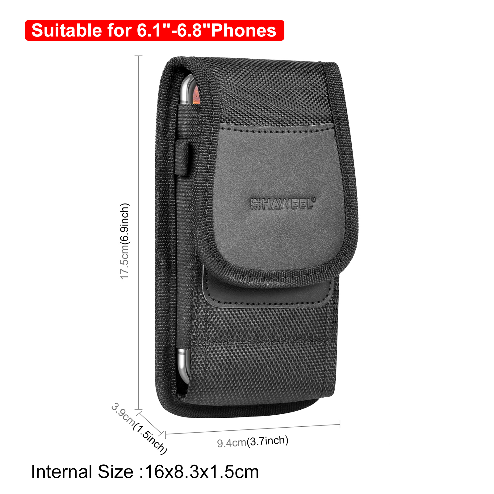 HAWEEL Phone Holster Case Nylon Cell Phone Belt Clip 4.7-6.8inch Pouch Carrying Case Waist Bag For iPhone 15 13 12 SamsungGalaxy: Fluorescein