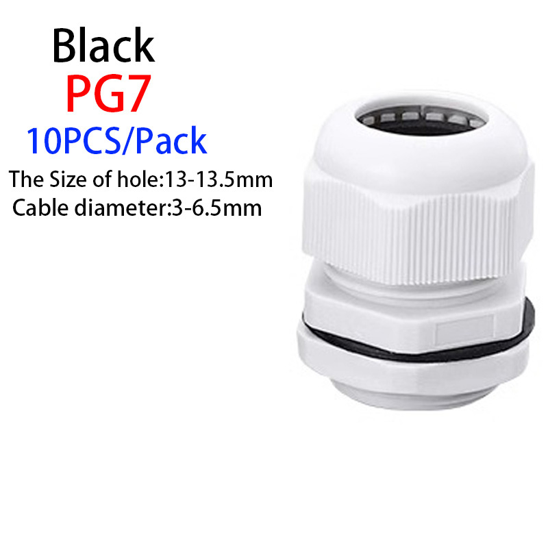 Pressacavo impermeabile 10 pezzi Ingresso cavo IP68 PG7 per 3-6.5mm PG9 PG11 PG13.5 PG16 PG19/21/Connettore in plastica nylon bianco nero: Rosso
